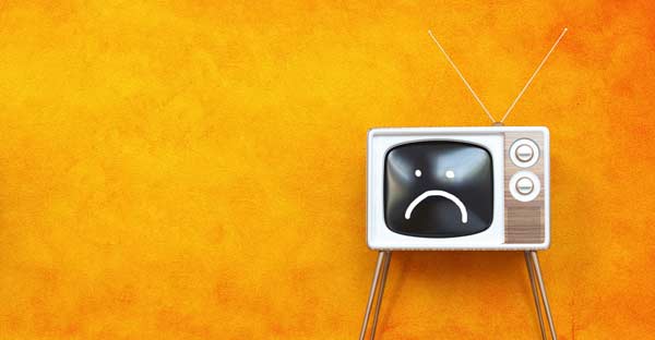TV with unhappy face